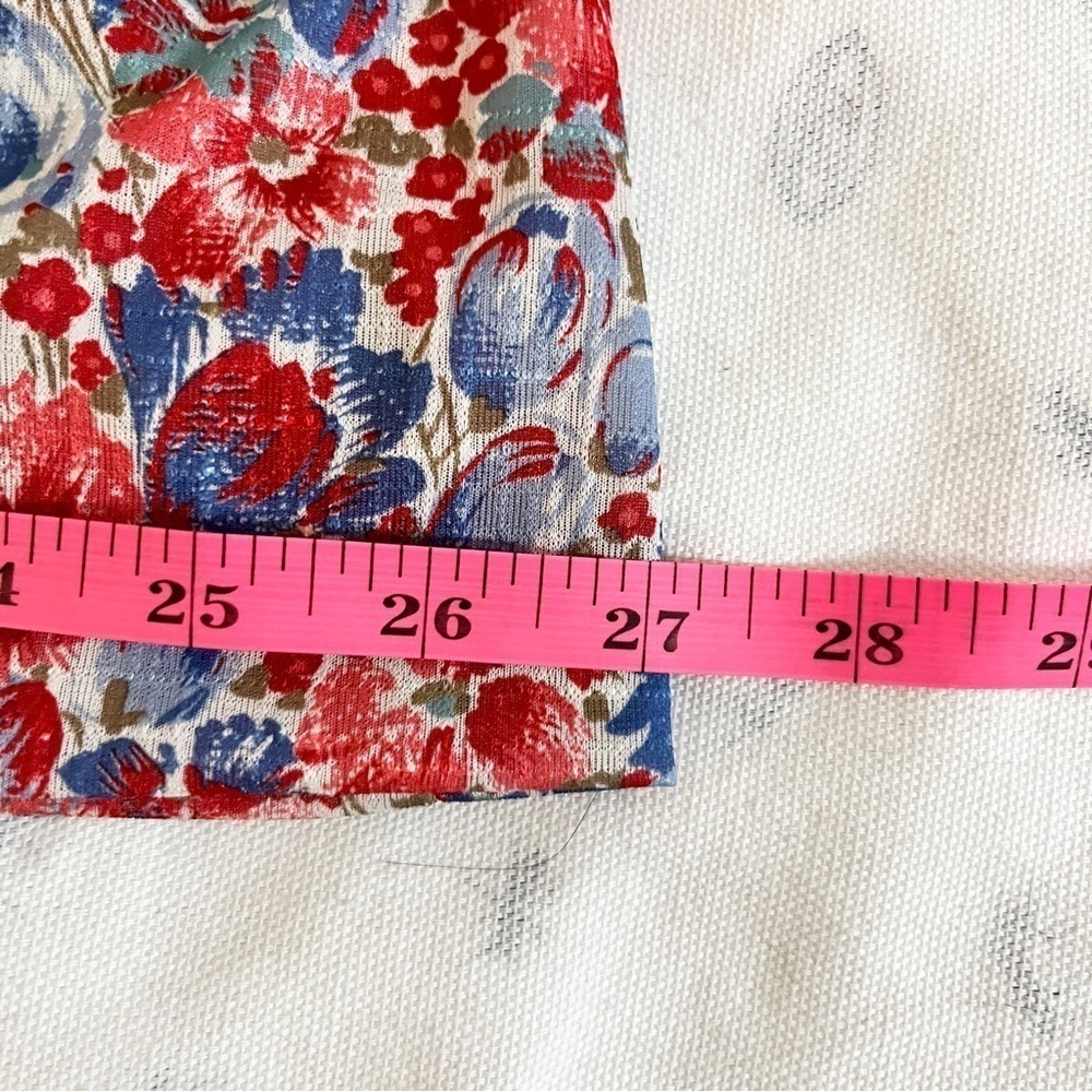 Vintage Floral Midi Dress with 3/4 Sleeves | Ruffled Collar & Waist Sash - Picture 15 of 15